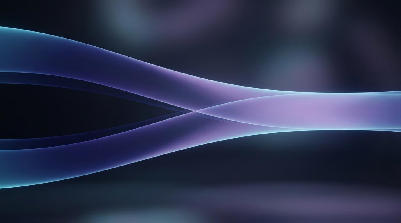 Abstract indigo and cyan waveforms converging, illustrating AI narrator tool comparison