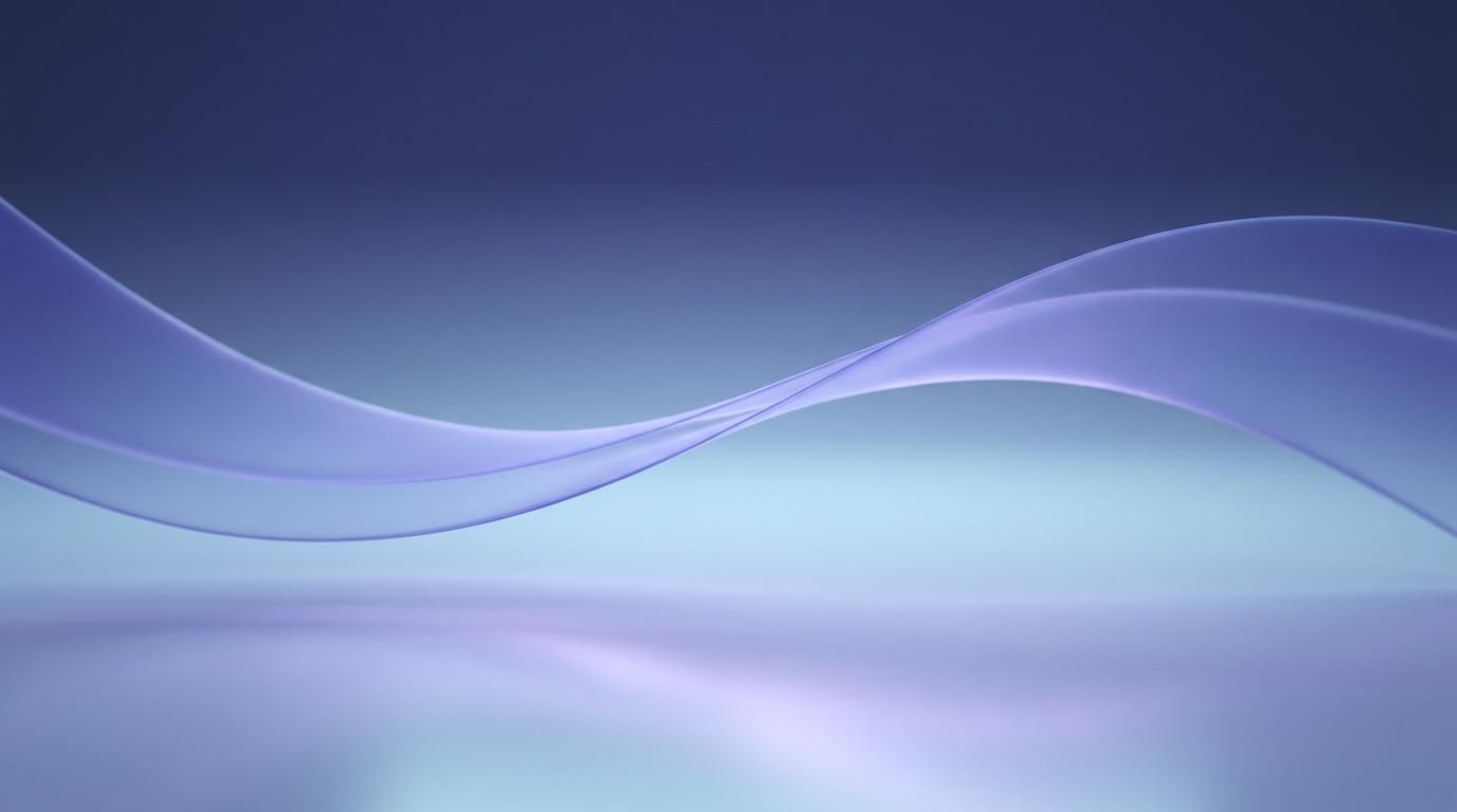 Two abstract sound waveforms converging over an indigo and cyan gradient background